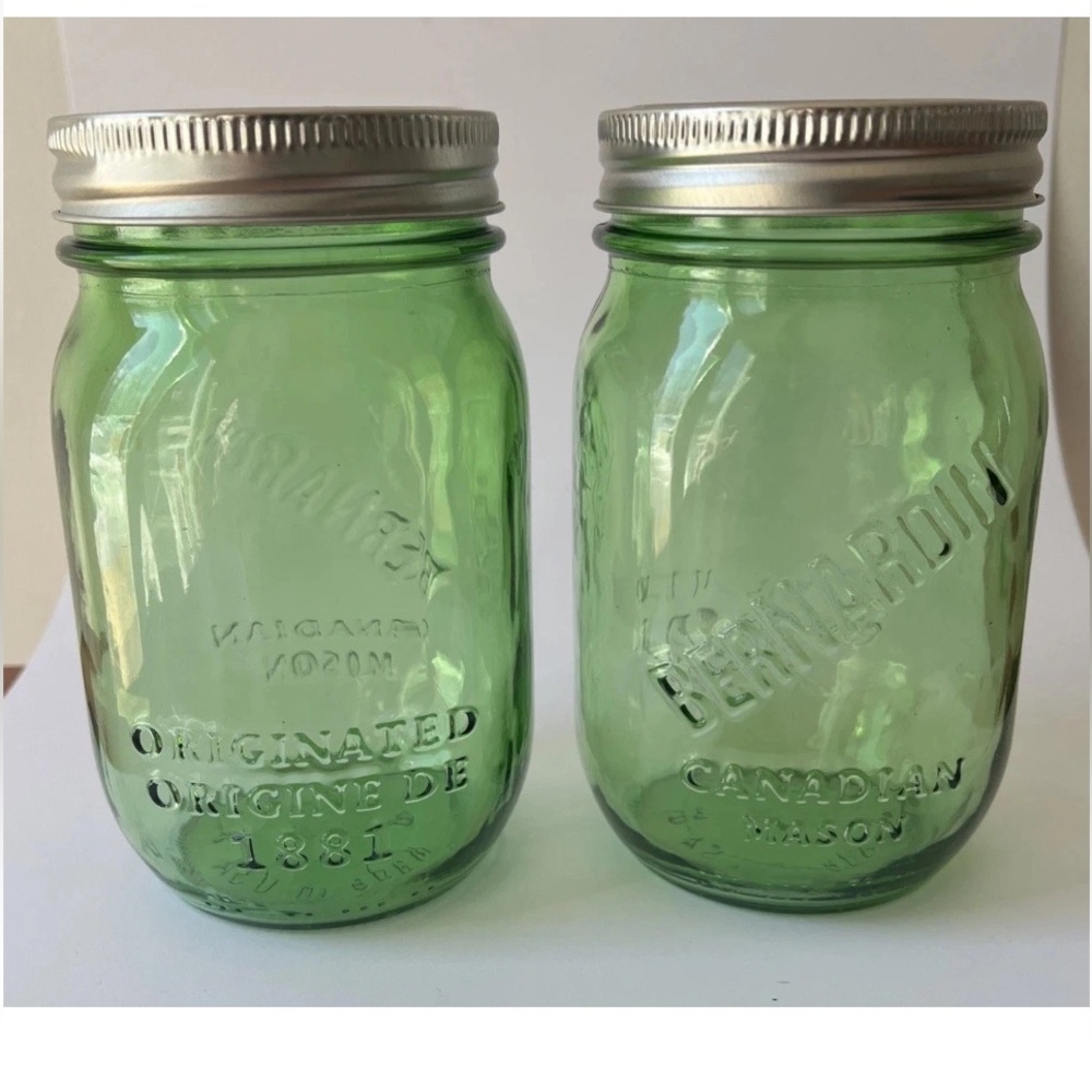 Bernardin Canadian Mason Jars Commemorative Limited Edition Lot Of 2 Green